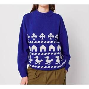 NEW BOBO CHOSES farm jacquard oversize jumper top in blue